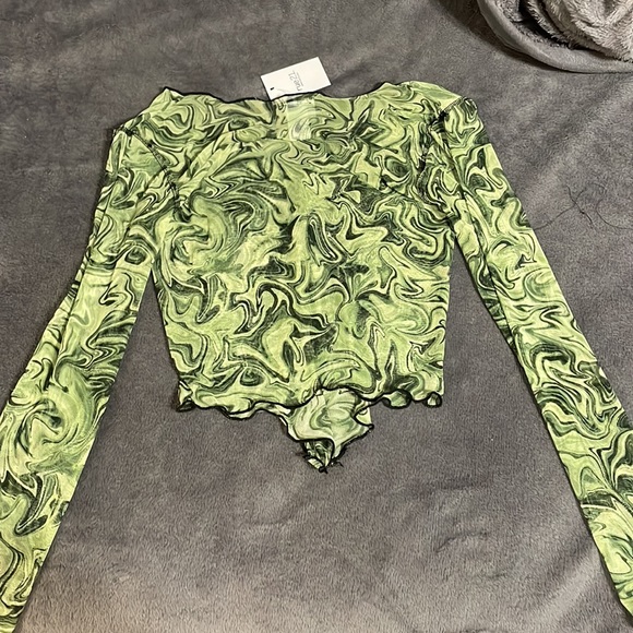 Rue21 Green Swirl See Through Shirt - Picture 2 of 3